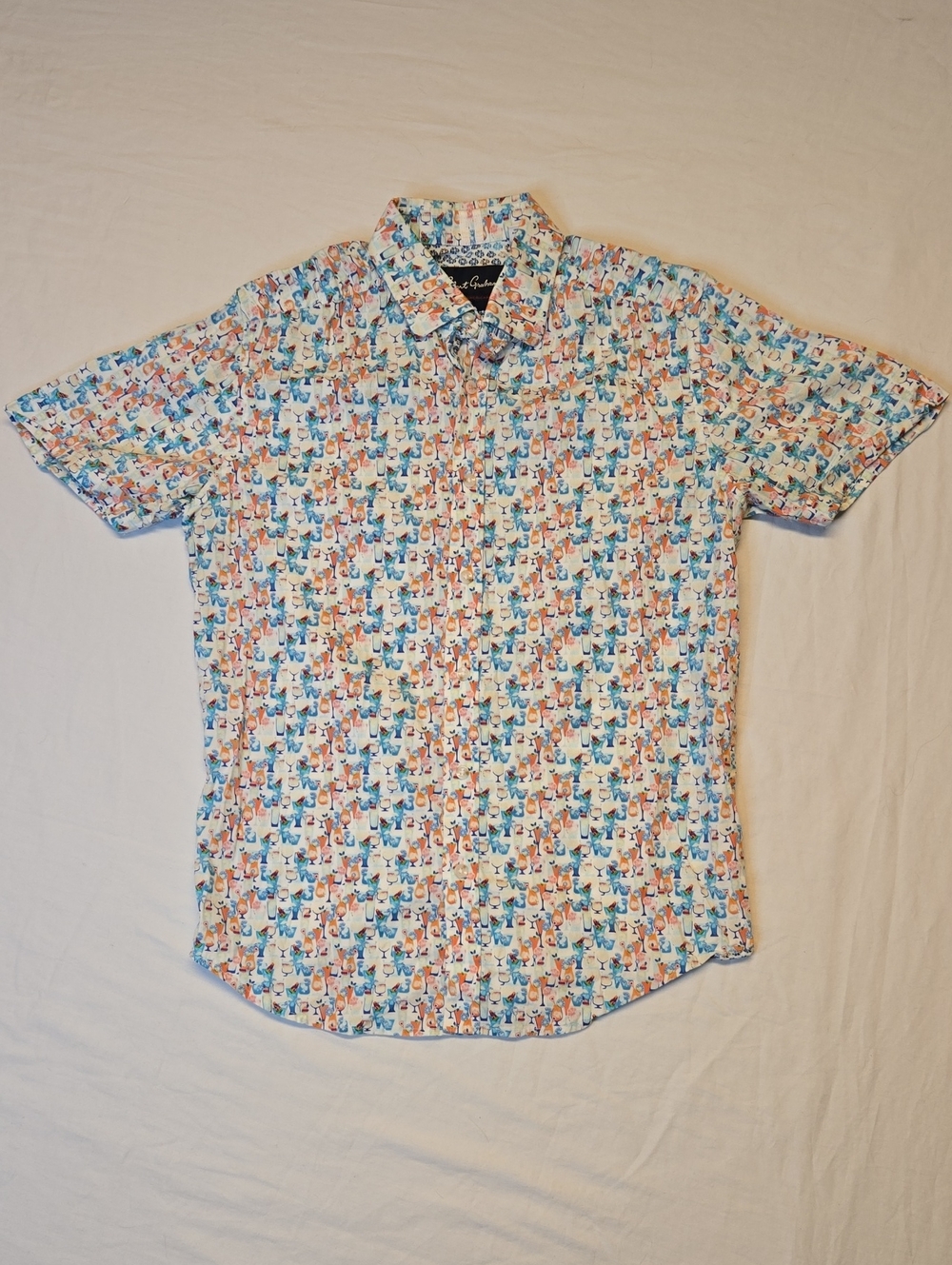 Robert Graham Martini Graphic Aop Short Sleeve Button Down Casual Shirt